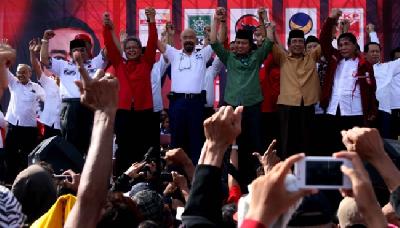 Partai pendukung pemerintah berkumpul di kantor Menteri Sekretaris Kabinet Pramono Anung, kemarin. S