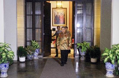 Ketua Umum Partai Demokrat Susilo Bambang Yudhoyono, di kediamannya, Mega Kuningan, Jakarta,25 Juli 2018.  TEMPO/Subekti.