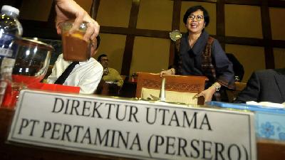 Karen Agustiawan di Gedung Dewan Perwakilan Rakyat, Jakarta, 2014. -TEMPO/Tony Hartawan