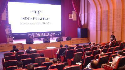 Diskusi tentang peran informan dalam Festival IndonesiaLeaks di gedung Perpustakaan Nasional RI, Jakarta, Agustus lalu.