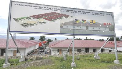 Hunian sementara bantuan pemerintah untuk korban gempa, tsunami, dan likuefaksi di Palu, Sigi, dan Donggala, yang dibangun di Kelurahan Duyu, Palu.