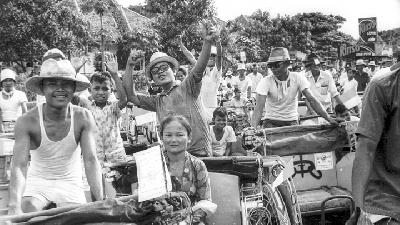 Kampanye Nahdlatul Ulama dengan becak di Jakarta, 1971.  Dok TEMPO/ Ed Zoelverdi