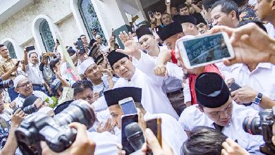 Calon presiden Prabowo Subianto di Masjid Sunda Kelapa, Jakarta, Agustus 2018. ANTARA/Galih Pradipta