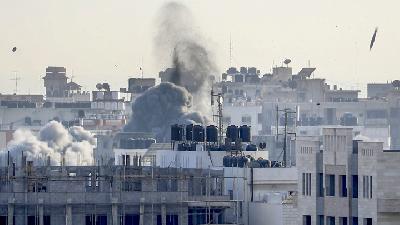 Hamas dan Israel Kembali Saling Serang/REUTERS/Mohammed Salem