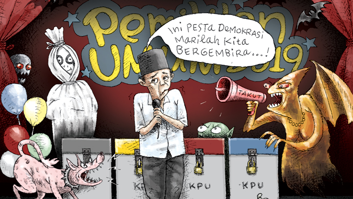 Mewarnai Gambar Becak Kartun