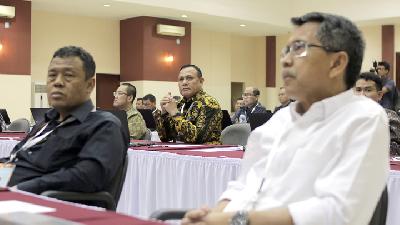 Firli Bahuri (tengah) saat mengikuti Tes profile assesmen Calon Pimpinan KPK di Gedung Dwi Warna Lemhanas, Jakarta,  8 Agustus 2019. TEMPO/Muhammad