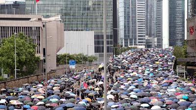 Demonstran turun ke jalan di Hong Kong, 31 Agustus 2019./ Reuters/Danish Siddiqui