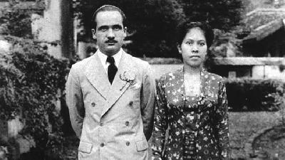Louis-Charles Damais dan istrinya, Soejatoen Abdul Arief Poespokoesoemo, 1940. /Dok. Keluarga