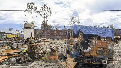 Suasana pasca kerusuhan di kawasan Homhom, Kota Wamena, Kabupaten Jayawijaya, Papua, 10 Oktober 2019. ANTARA/M Risyal Hidayat