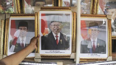 Foto Presiden Joko Widodo dan wakil presiden terpilih, Ma’ruf Amin, di kawasan Pasar Baru, Jakarta, 22 Agustus 2019. TEMPO/Muhammad Hidayat 
