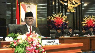 Gubernur DKI Jakarta Anies Baswedan di gedung DPRD DKI Jakarta, September 2018. TEMPO/Subekti
