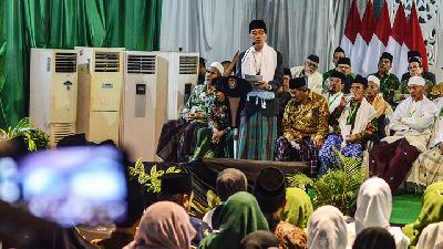 Presiden Joko Widodo dalam Musyawarah Nasional Alim Ulama dan Konferensi Besar  Nahdlatul Ulama di Kota Banjar, Jawa Barat, Februari 2019. ANTARA