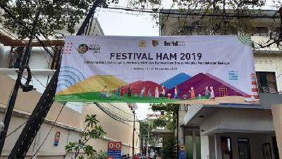 Human Rights Festival banner in Jember, East Java, where hundreds of representatives from regencies/cities in Indonesia, as well as envoys from 30 countries, come to participate in the event held on November 19-21./Komnas HAM