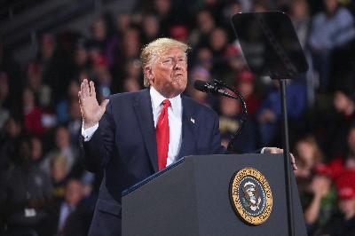 Presiden Amerika Serikat, Donald Trump di Michigan, Amerika Serikat, 18 Desember 2019. Reuters/Leah Mills