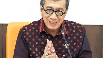 Menteri Hukum dan HAM Yasonna Hamo­nangan Laoly T di Kantor Kementerian Hukum dan HAM, Jakarta, 22 Januari lalu. ANTARA/Indrianto Eko Suwarso