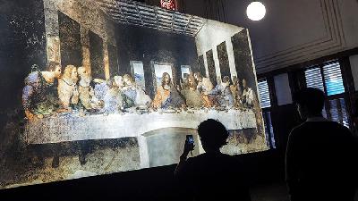 Lukisan The Last Supper dalam pameran Leonardo Opera Omnia  di Museum Bank Mandiri, Jakarta 13 Februari 2020./TEMPO/Nurdiansah