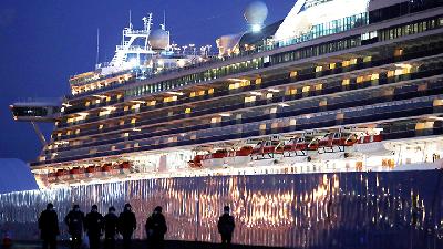 Kapal Diamond Princess di Pelabuhan Yokohama, Jepang, 21 Februari 2020./REUTERS/Kim Kyung-Hoon