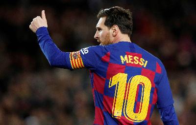 Lionel Messi saat berlaga di Camp Nou, Barcelona, Spanyol, 7 Maret lalu.  REUTERS/Albert Gea/File Photo