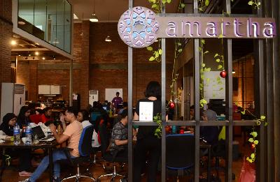 Suasana kantor Amartha Mikro Fintek di Jakarta, 2018.  TEMPO/Nurdiansah