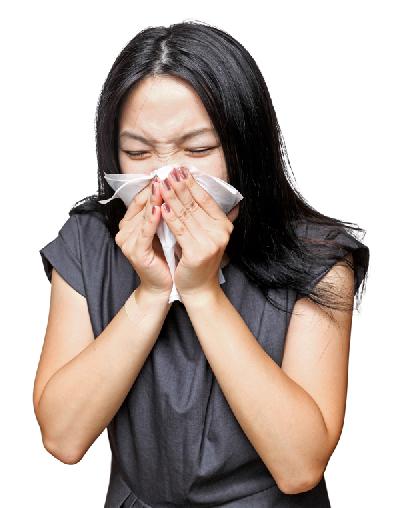 Alergi rinitis atau hay fever memiliki beberapa gejala, seperti bersin, gatal pada mata, hidung, dan tenggorokan, serta batuk. Kebanyakan dipicu oleh serbuk sari.