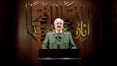 Pemimpin militer Khalifa Haftar.  LIBYAN NATIONAL ARMY HANDOUT/Reuters TV via REUTERS 