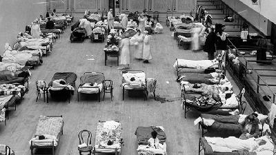 Suasana Auditorium Oakland, California, Amerika Serikat, yang menjadi rumah sakit sementara saat pandemi Flu Spanyol, 1918./wikimedia