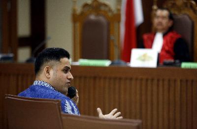 Mantan Bendahara Umum Partai Demokrat, Muhammad Nazaruddin, di Pengadilan Tipikor, Jakarta, 2017. Dok TEMPO/Eko Siswono Toyudho