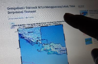 Data gempa Lebak di situs BMKG, kemarin. Tempo/Ijar Karim