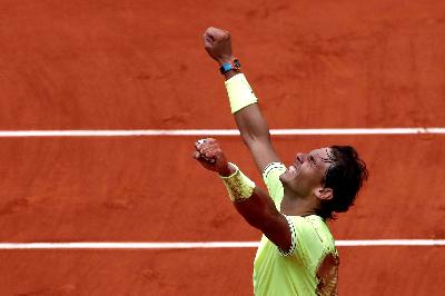 Rafael Nadal di Roland Garros, Paris, Perancis.  REUTERS/Benoit Tessier/File Photo