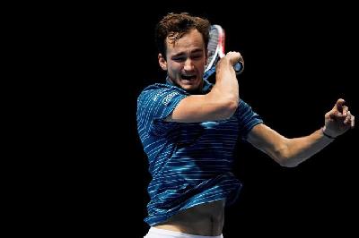 Petenis Russia, Daniil Medvedev, dalam ATP Finals di The O2, London, Inggris, 2019. Reuters/Tony O'Brien
