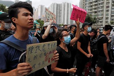 Protes anti ekstradisi di Hong Kong, Cina, 2019. REUTERS/Tyrone Siu