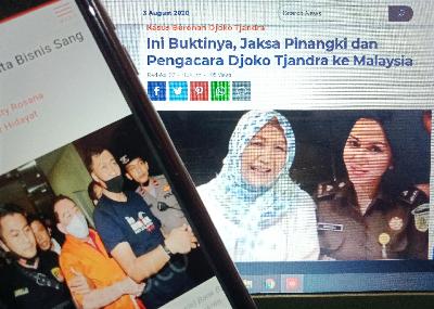 Foto yang menunjukkan Pinangki Sirna Malasari (kanan) dan Anita Dewi A Kolopaking, 4 Agustus 2020. Tempo/Bintari Rahmanita