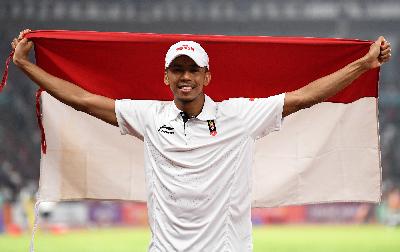 Sapwaturrahman pada Asian Games 2018 di Stadion Utama Gelora Bung Karno Senayan, Jakarta. ANTARA/INASGOC/Andika Wahyu