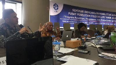 Kegiatan seminar rancangan penelitian Politik LIPI di Jakarta, Maret 2019./politik.lipi.go.id