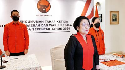 Ketua Umum PDI Perjuangan Megawati Soekarnoputri, memberikan pengarahan dalam pengunguman Pilkada Serentak tahap ke-tiga, di Jakarta, 11 Agustus 2020. DPP PDIP
