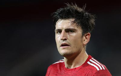 Harry Maguire di Old Trafford, Manchester, Inggris, 5 Agustus 2020. REUTERS/Carl Recine