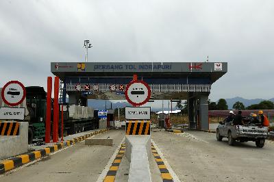 Pintu gerbang tol Indrapuri di Aceh Besar, Aceh, 6 Juli 2020. ANTARA/Irwansyah Putra