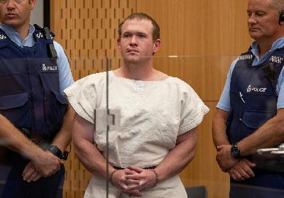 Brenton Tarrant di Pengadilan Distrik Christchurch, Selandia Baru, Maret 2019. Reuters/Mark Mitchell /New Zealand Herald/Pool