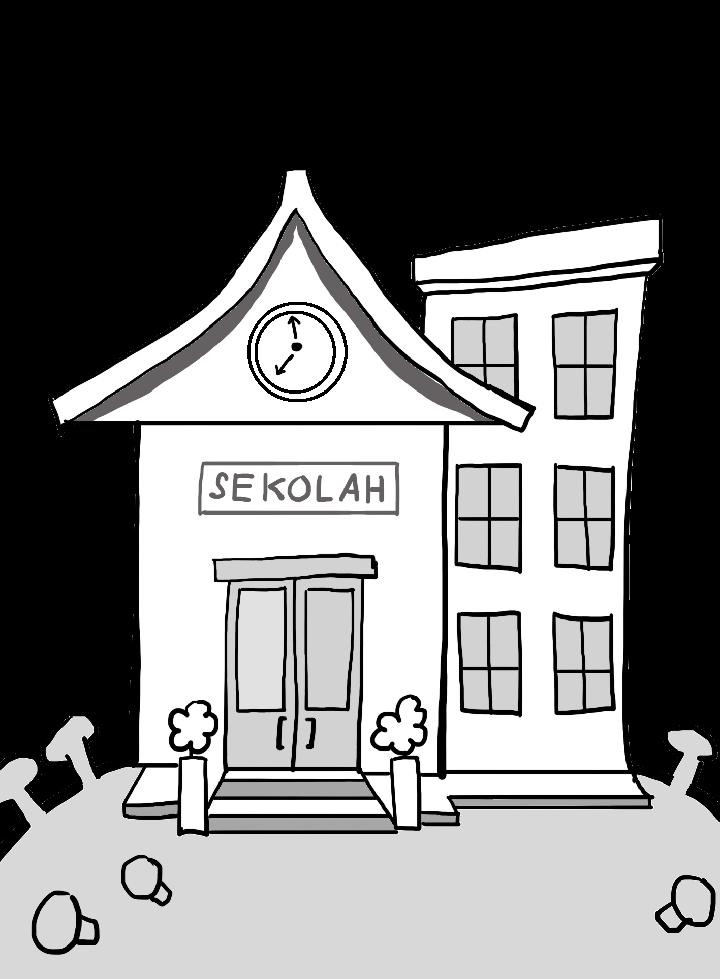 Gambar Animasi Bangunan Sekolah Hitam Putih