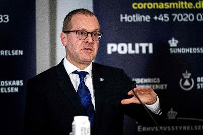 Direktur WHO Eropa Hans Kluge di Eigtveds Pakhus, Copenhagn, Denmark 27 Maret 2020. Reuters/Ritzau Scanpix