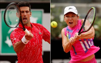 Novak Djokovic dan Simona Halep. Clive Brunskill/REUTERS