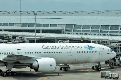Pesawat Garuda Indonesia di Terminal 3 Bandara Internasional Soekarno-Hatta, Tangerang, Banten, 28 Februari 2020. TEMPO/Hilman Fathurrahman W