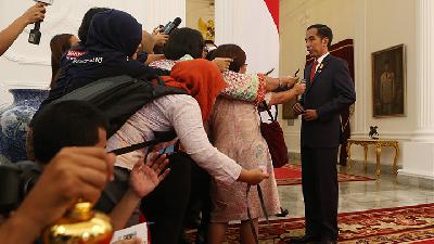 Presiden Joko Widodo menjawab pertanyaan wartawan di Istana Merdeka, Jakarta, Juli 2016./Dok.TEMPO/Aditia Noviansyah