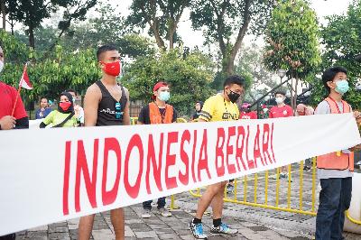 Simulasi lomba lari dengan protokol kesehatan yang diselenggarakan Idea Run di Taman Mini Indonesia Indah, Agustus 2020. Dok. Idea Run