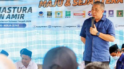 Ahmad M Ali memberi pidato dalam kampanye Pilkada Gubernur Sulawesi Tengah di Nunurantai, Parigi Moutong, 23 Oktober 2020. partainasdemsulteng.com