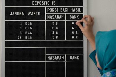 Pegawai memasang angka pada papan deposito di salah satu bank di Jakarta. TEMPO/Tony Hartawan