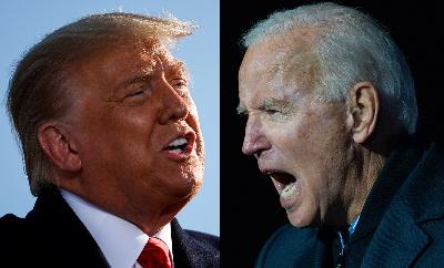 Donald Trump (kiri) dan Joe Biden. REUTERS/Carlos Barria