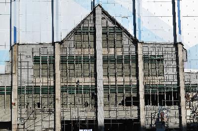 Pekerja melakukan renovasi Gedung Sarinah di Jakarta, 1 Desember 2020. ANTARA/Wahyu Putro A