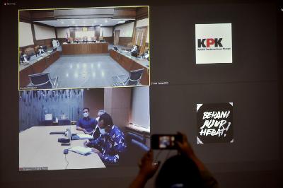 Pembacaan surat amar putusan terdakwa Nurhadi digelar secara virtual oleh Pengadilan Tindak Pidana Korupsi,di gedung Komisi Pemberantasan Korupsi, Jakarta, 10 Maret 2021. TEMPO/Imam Sukamto