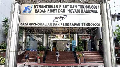 Kantor Kementerian Riset dan Teknologi (Kemenristek) /Badan Riset dan Inovasi Nasional di Jakarta, 11 April 2021. ANTARA/Indrianto Eko Suwarso